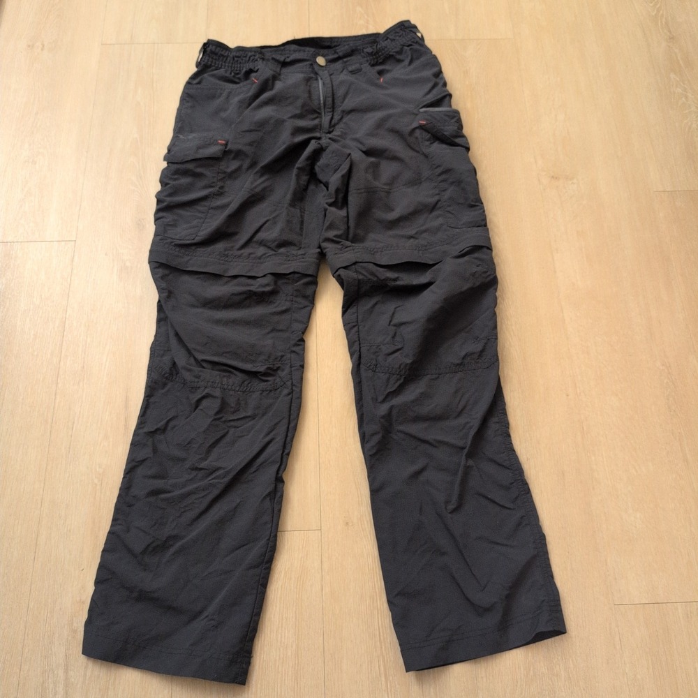 Quechua Womens Convertible Hiking Pants Black Cargo Zip Off Outdoor Trousers